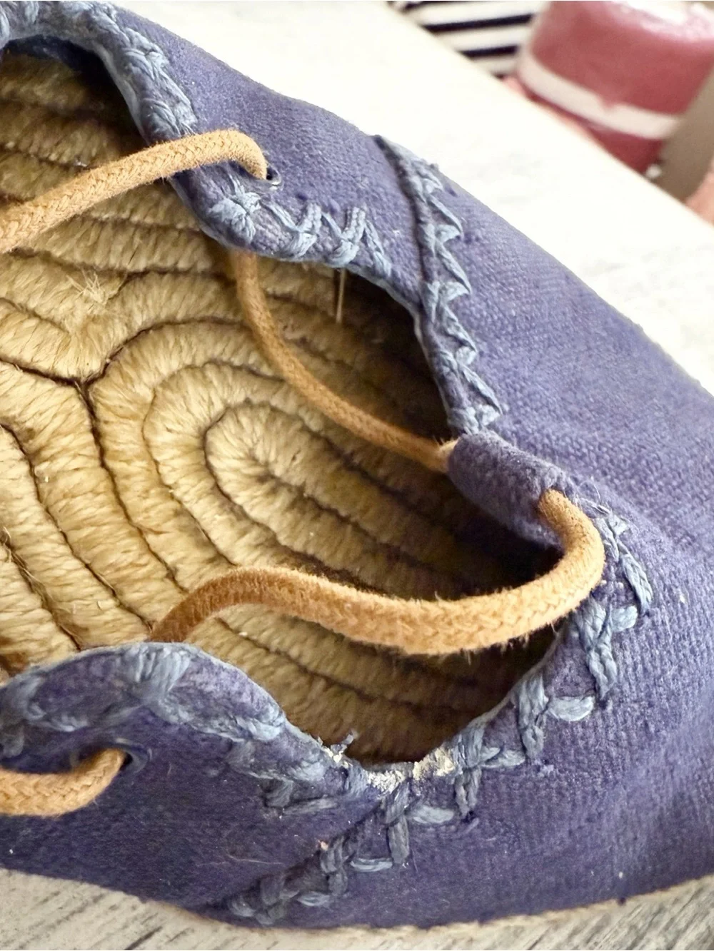 Tory Burch Navy Blue Canvas Lace-Up Espadrilles